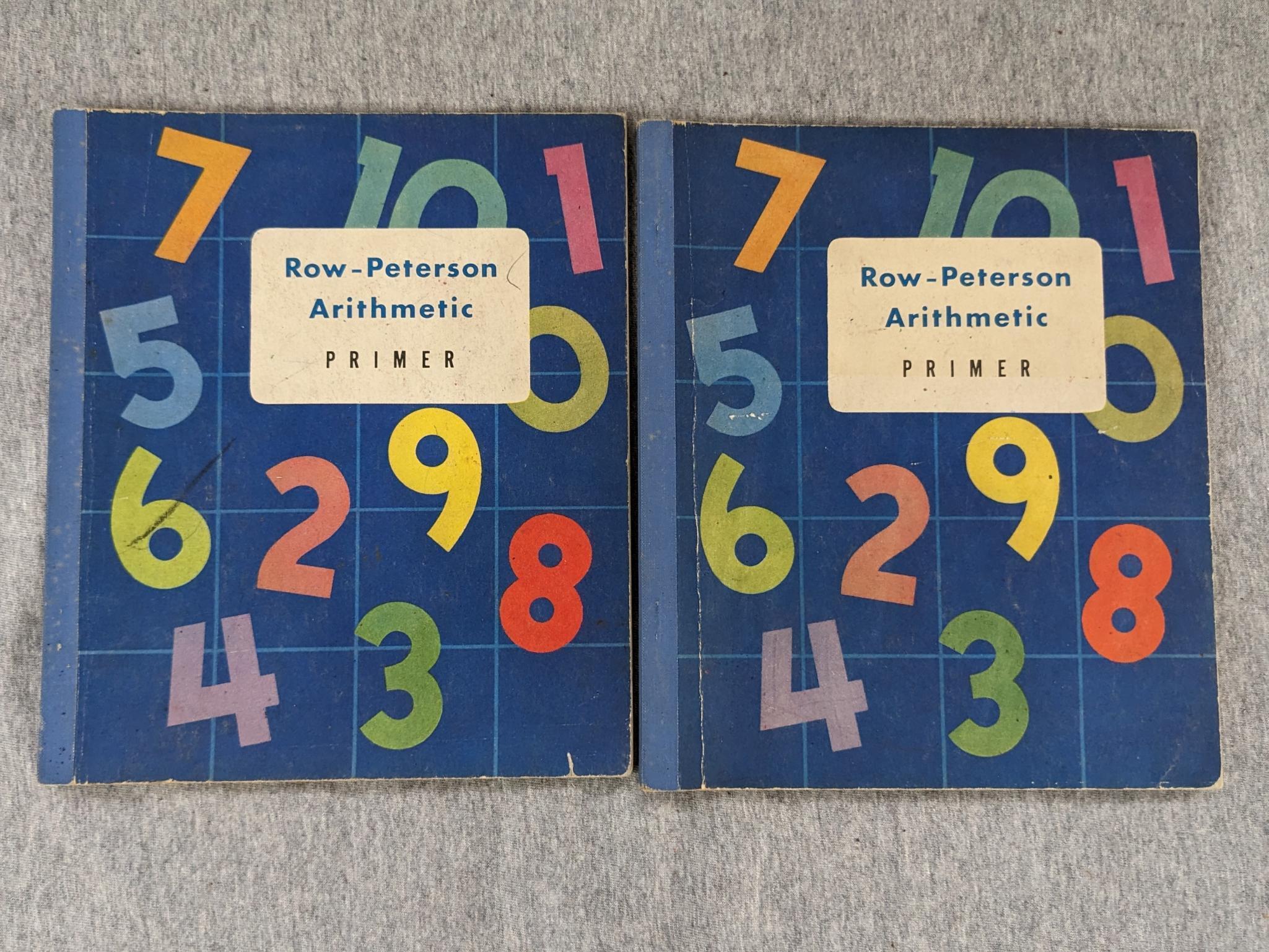Vintage beginners reading and Row-Peterson Arithmetic primers, including "Mac and Muff", "See Us