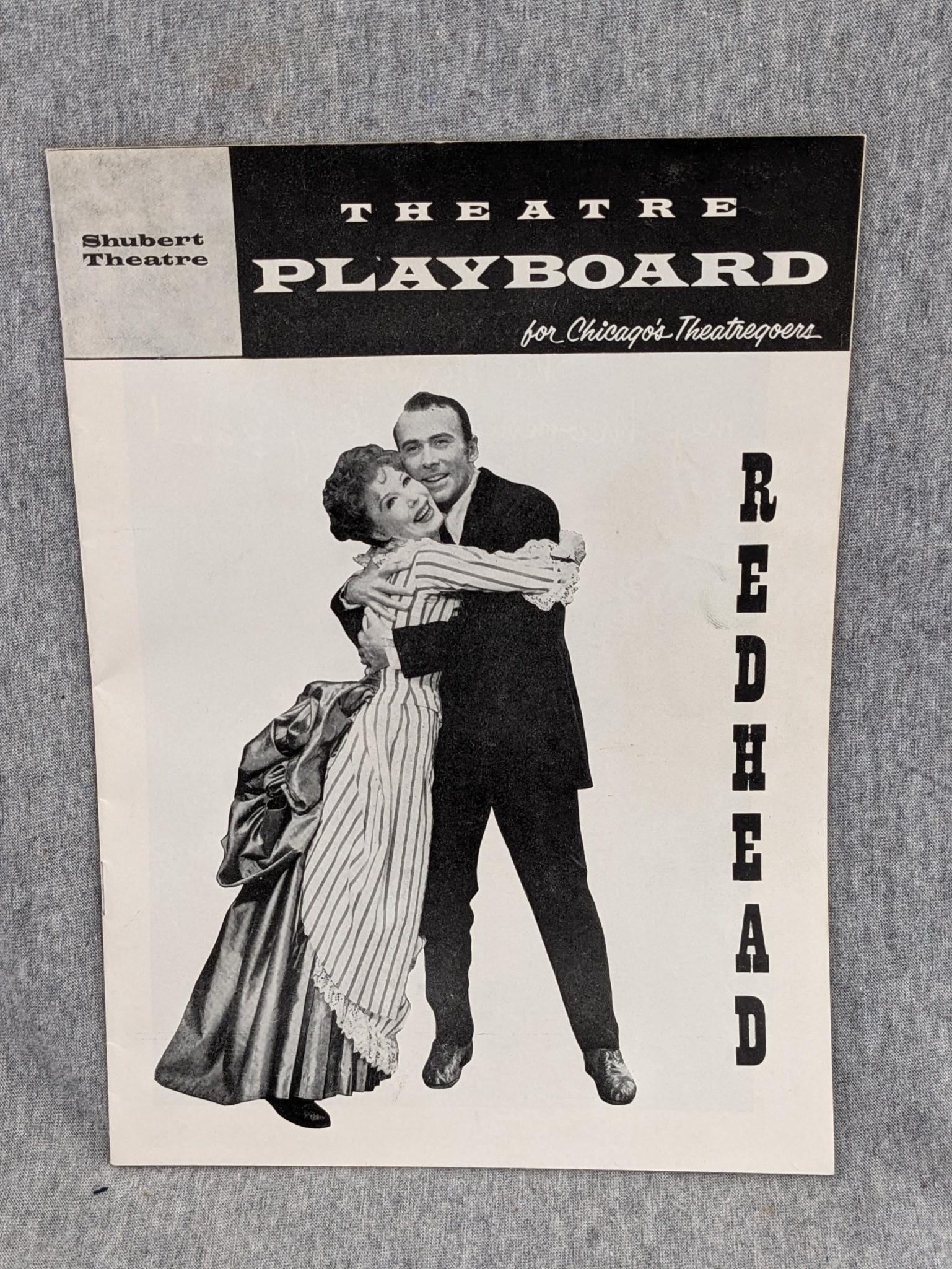Theatre Playboard "Redhead", Hercules Cortez poster, Henrici on Randolph menu form 1951, Dennis the