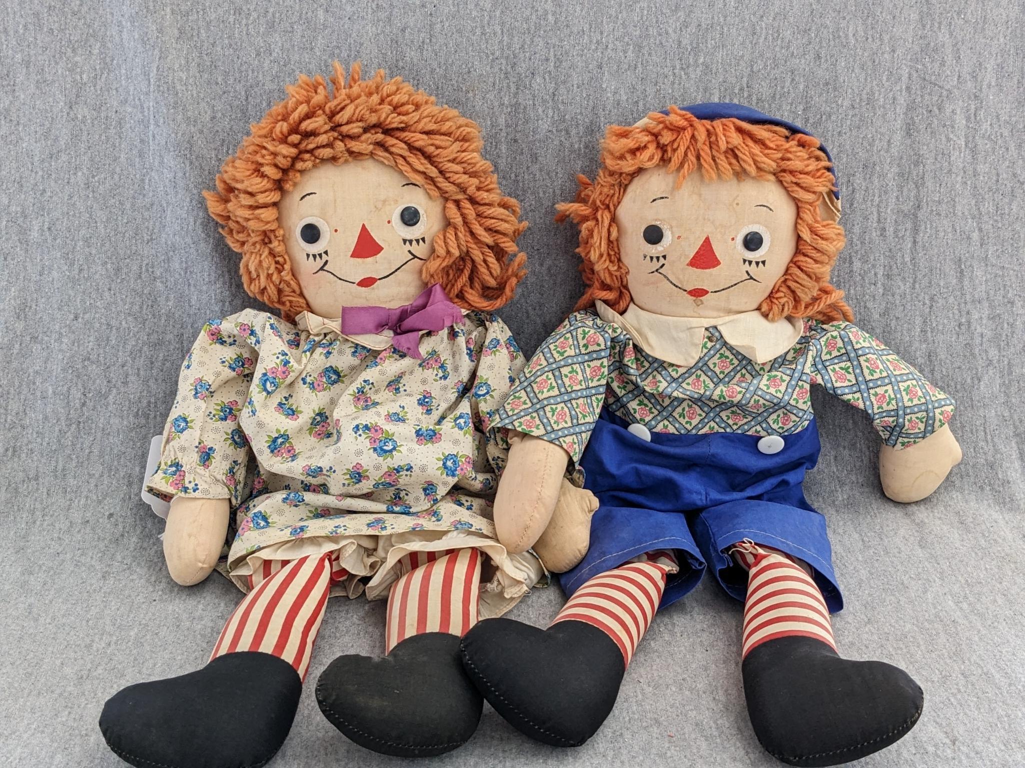 Ragged Ann and Andy dolls are approx 20" tall and in overall good condition.