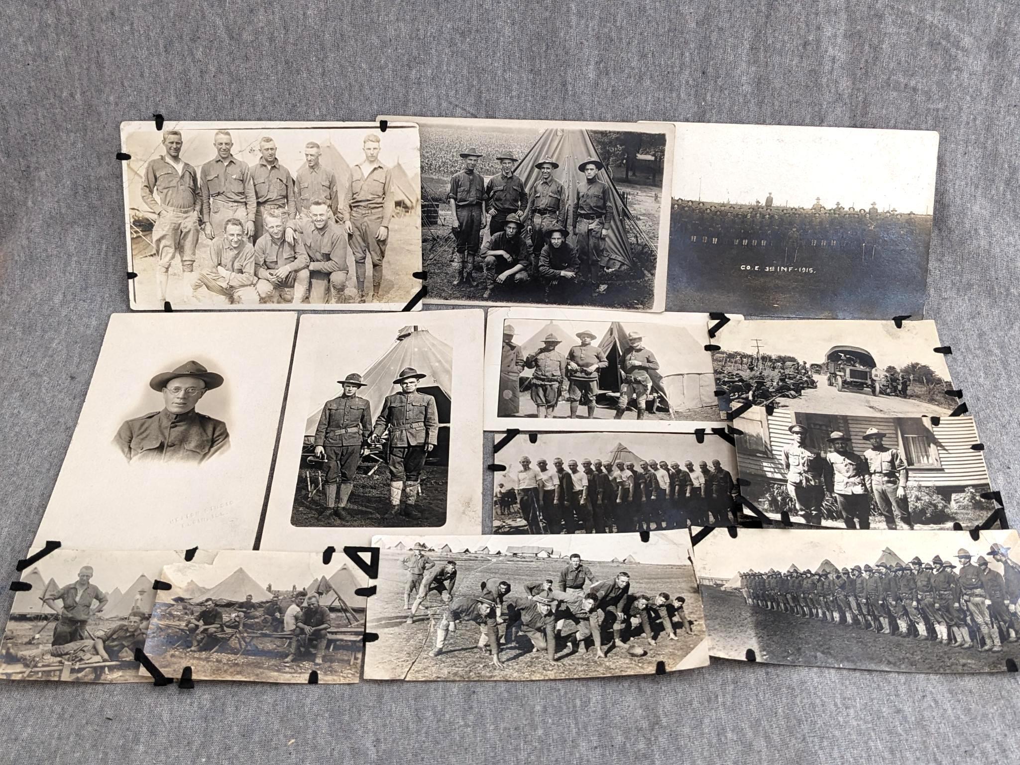 13 Vintage Military pictures and post cards in varying conditions. Largest is 3-1/2" x 5-1/2".