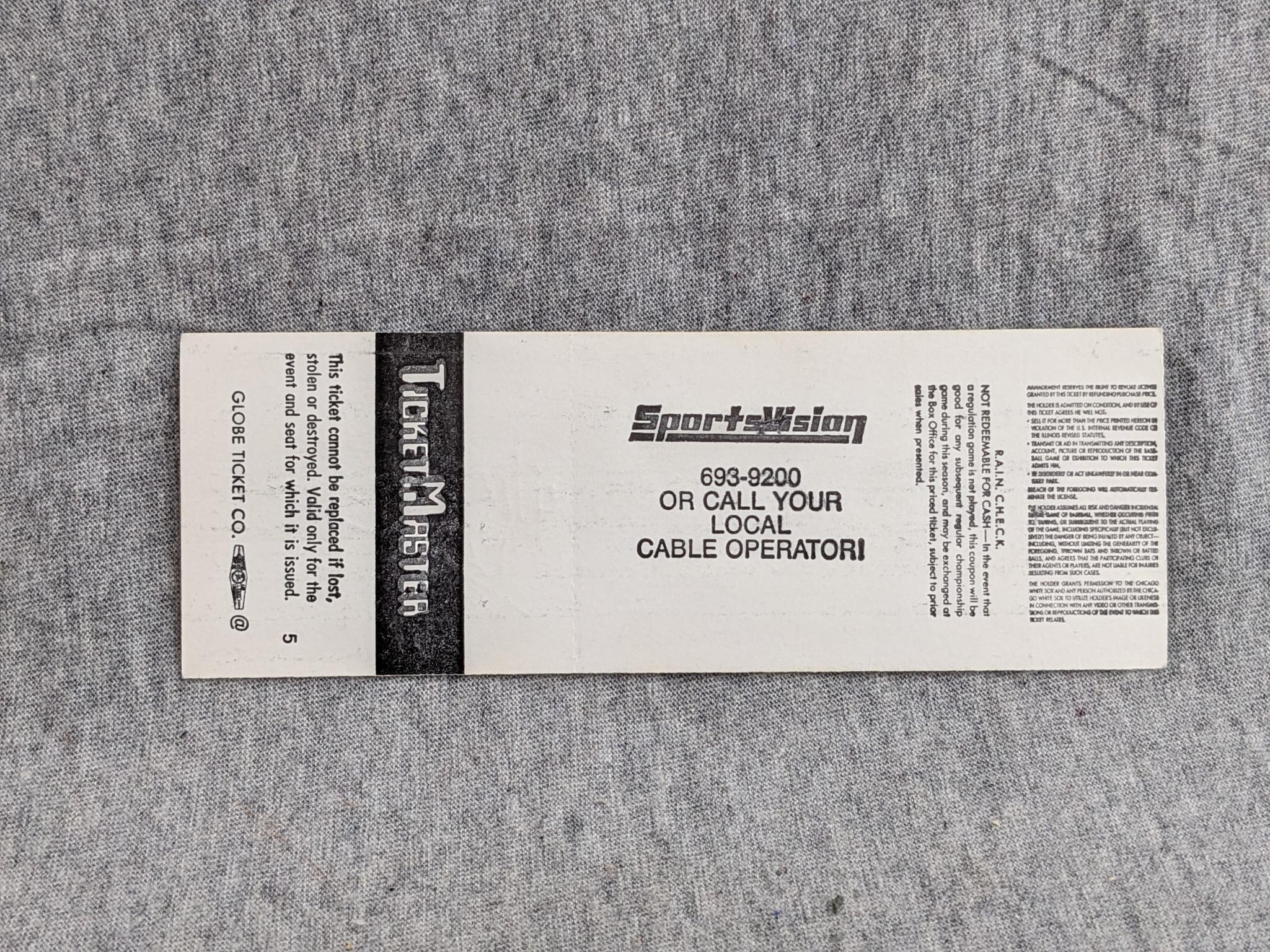 Two ticket stubs from the July 10, 1983 Brewers vs White Sox game - Longest Game in History (4hr 12