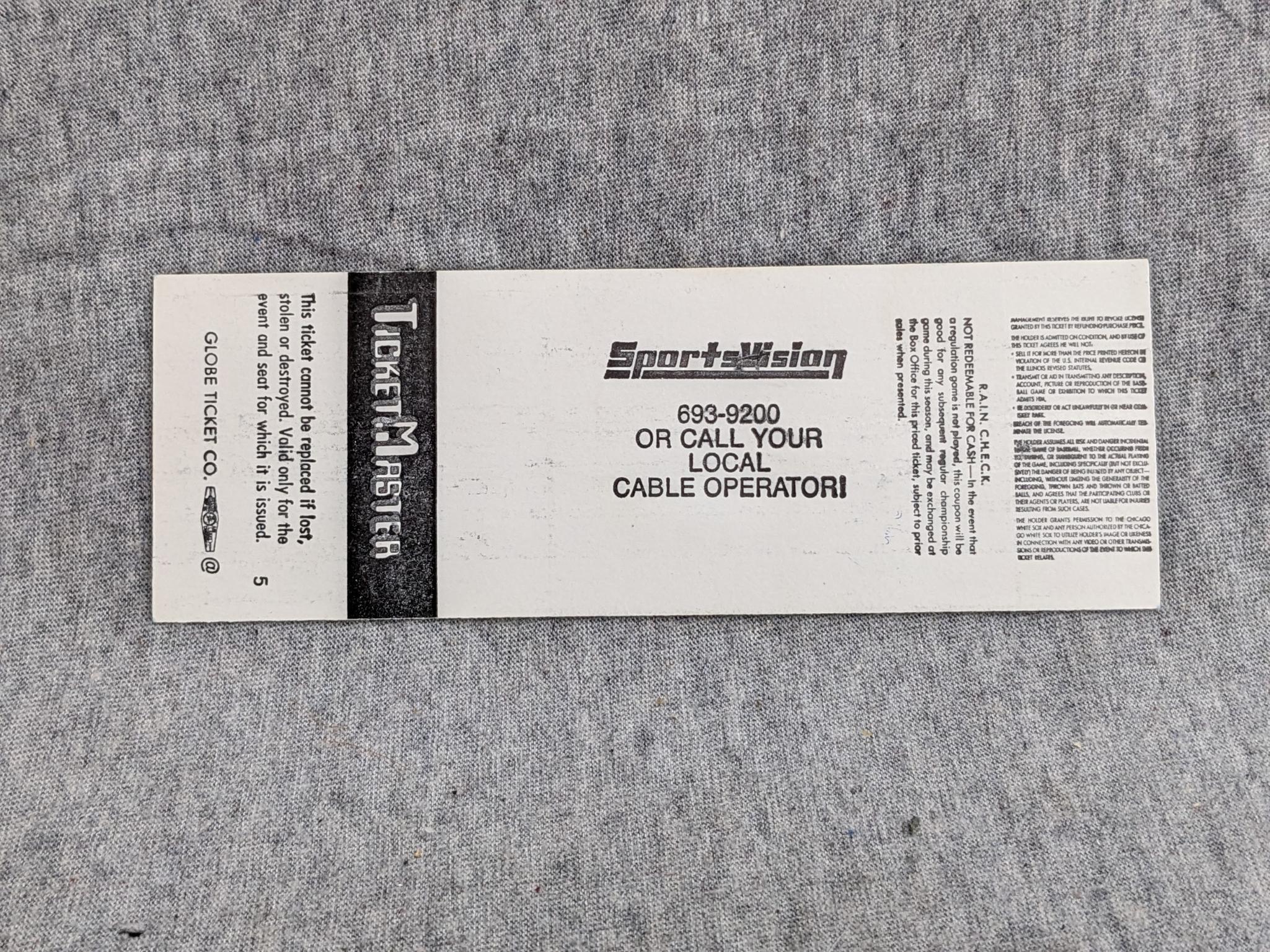 Two ticket stubs from the July 10, 1983 Brewers vs White Sox game - Longest Game in History (4hr 12