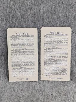 1957 World Series Milwaukee Braves vs New York Yankees ticket stubs for the same side-by-side seats