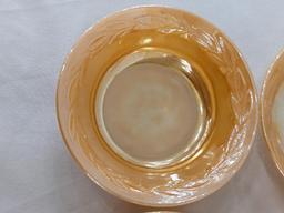 Fire King Peach Luster Laurel Leaf berry bowls, set of 4; measures 5 x 1-1/4".