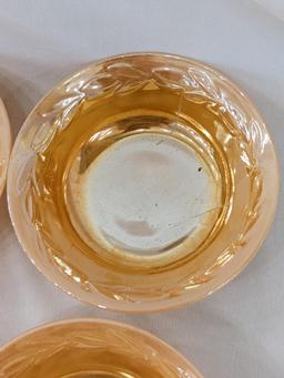 Fire King Peach Luster Laurel Leaf berry bowls, set of 4; measures 5 x 1-1/4".