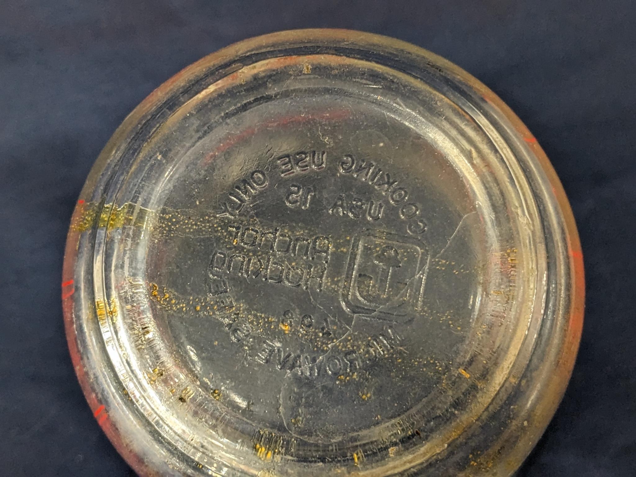Set of 2 Fire King glass measuring cups include a 1 cup and 2 cup; larger measures 5" tall.