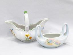 Small vases and planters; largest vase measures 5" x 5".