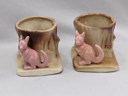 Small vases and planters; largest vase measures 5" x 5".