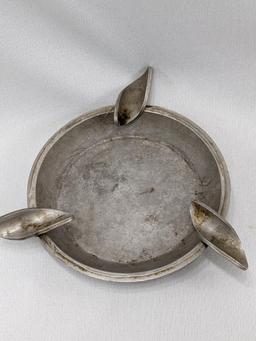 Two pewter ashtrays; measures 4-5" across.