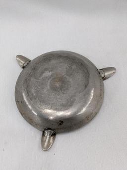 Two pewter ashtrays; measures 4-5" across.