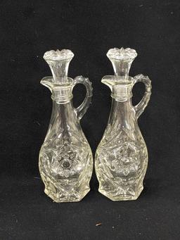 Anchor Hocking Early American Prescut set with original box. Incl cruets, salt and pepper shakers,