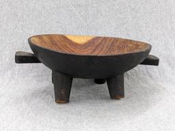 5" wooden dog box, 10-1/2" footed bowl, two hangable cutting boards (one is monkey wood, other