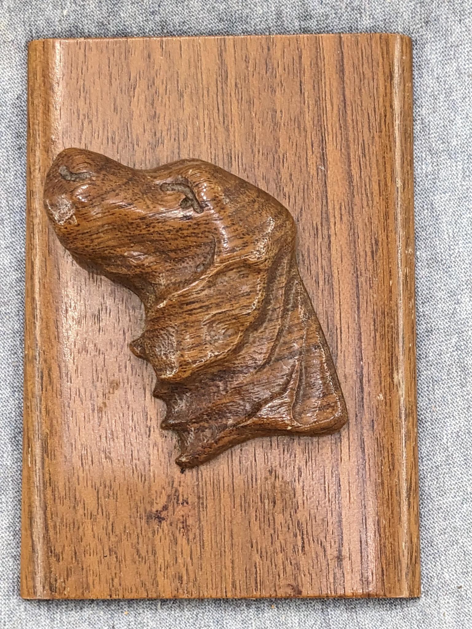 5" wooden dog box, 10-1/2" footed bowl, two hangable cutting boards (one is monkey wood, other