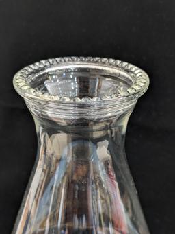 Pretty parlor oil lamp is 17" over chimney and has Eagle burner. For decoration only, notable chips
