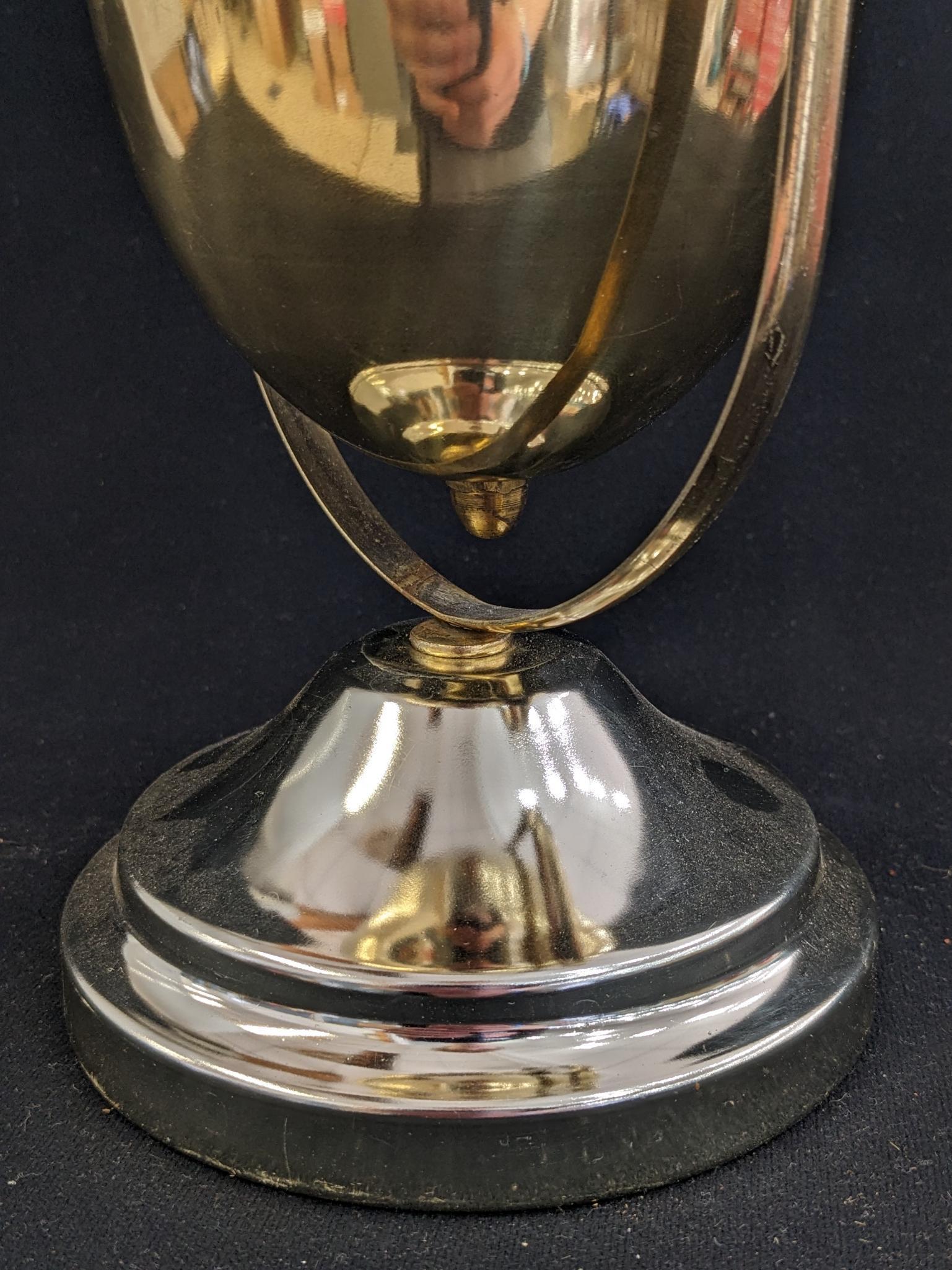 Neat swinging oil lamp has an Eagle burner and stands nearly 19". Chimney in good condition, some