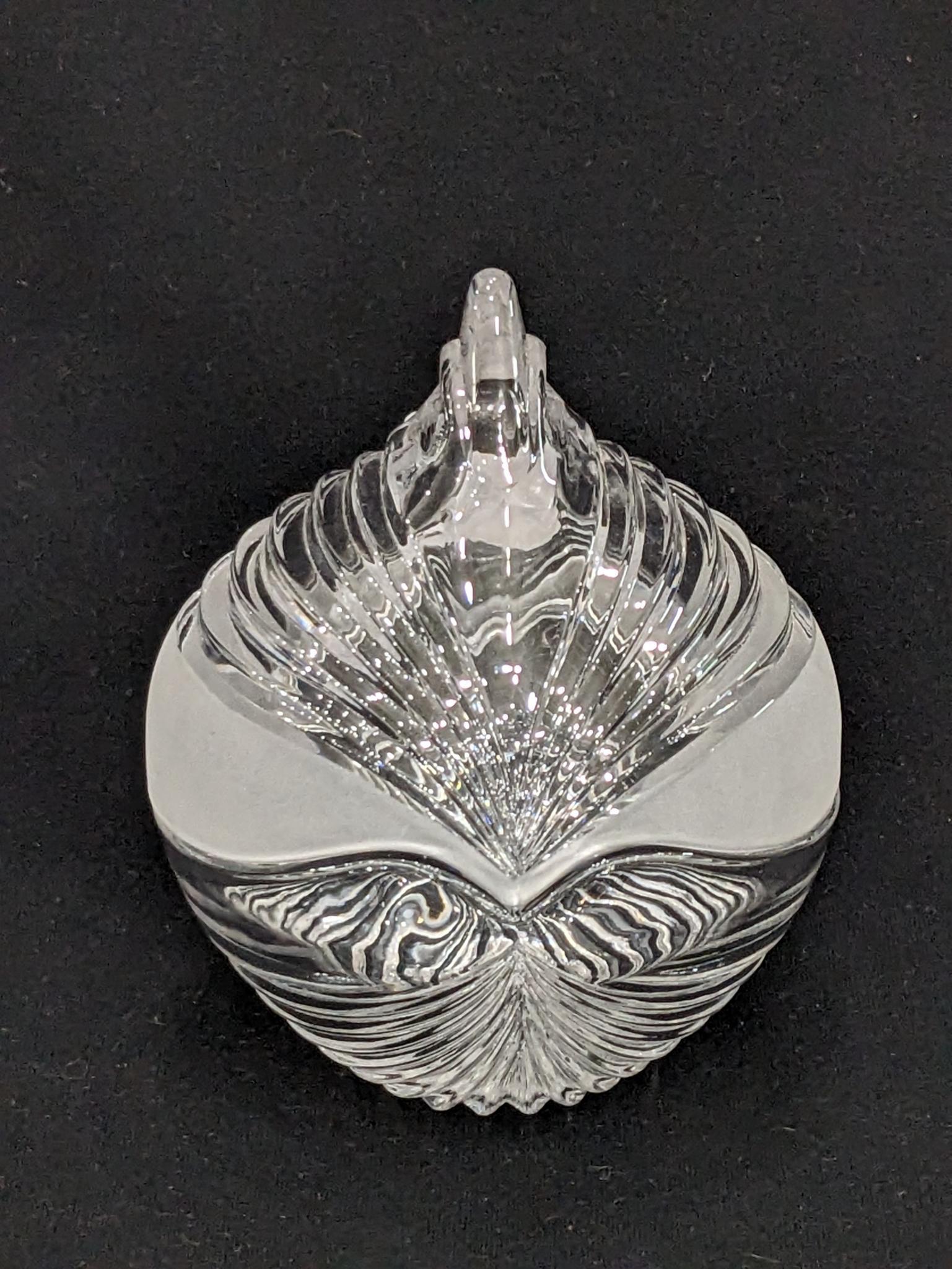 Anna Hutte Bleikristall Lead Crystal frosted and ribbed candy dish in nice condition and measures 5"
