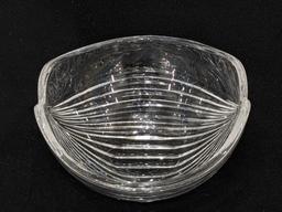 Anna Hutte Bleikristall Lead Crystal frosted and ribbed candy dish in nice condition and measures 5"