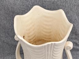 Haeger and other vase are both about 9-1/2" tall. Hairline crack noted on each rim, but otherwise