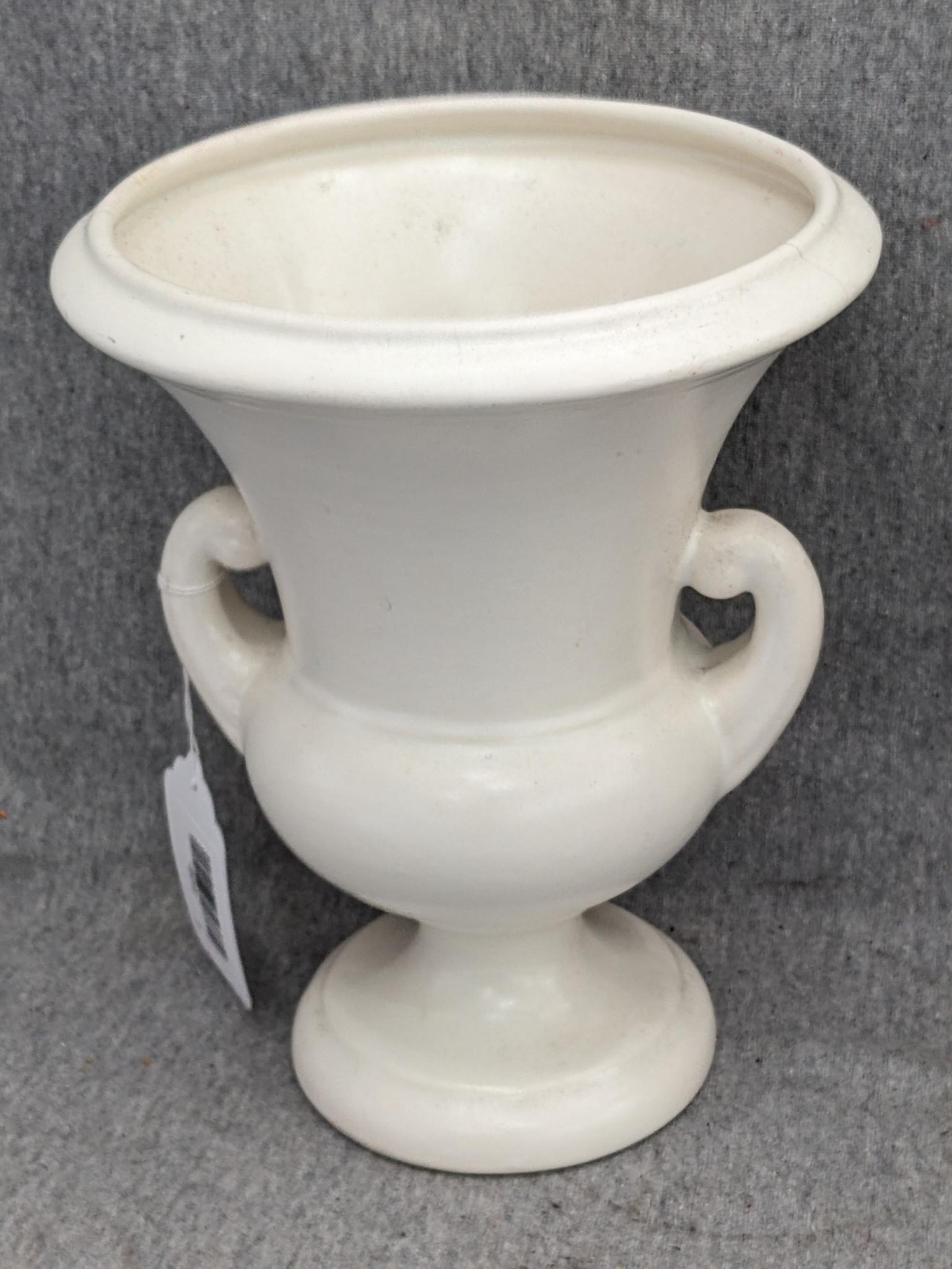 Haeger and other vase are both about 9-1/2" tall. Hairline crack noted on each rim, but otherwise