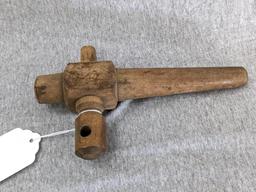 Old wooden barrel spout; measures 8" x 4-1/2".
