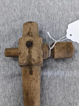 Old wooden barrel spout; measures 8" x 4-1/2".