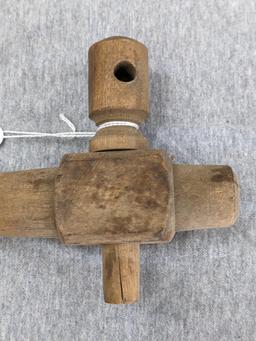 Old wooden barrel spout; measures 8" x 4-1/2".