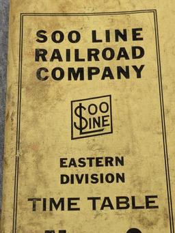 Soo Line railroad company time table No. 2 from Sunday, April 29, 1962; measures 8" x 9-1/2".