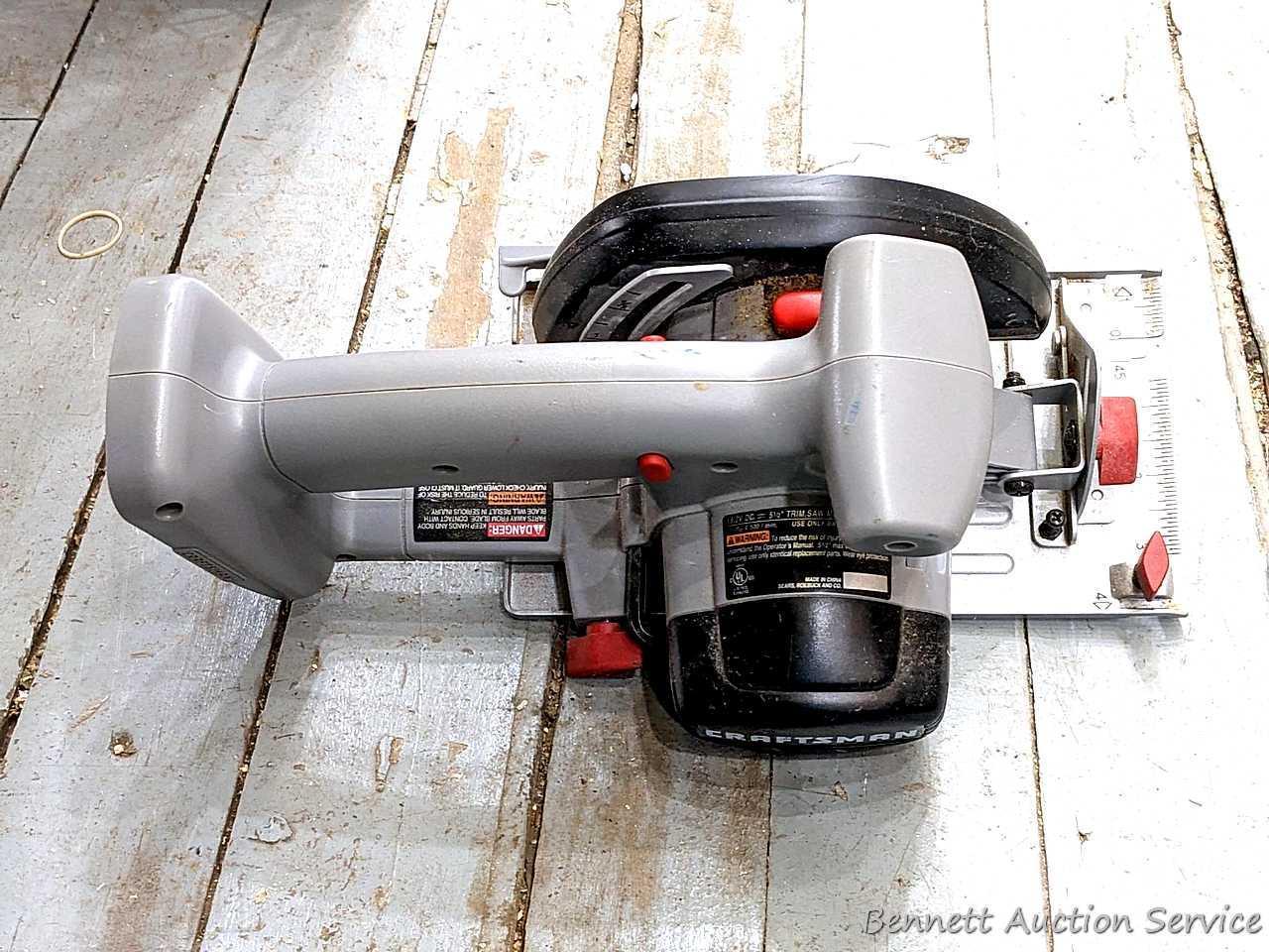 Craftsman 5-1/2" cordless trim saw and flashlight with case - no batteries or charger; Craftsman