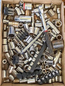 Metric and SAE 12 and 6 point sockets up to 13/16", also a 3/8" ratchet, extensions, more.