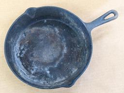 Set of three matching cast iron fry pans, largest is 10".