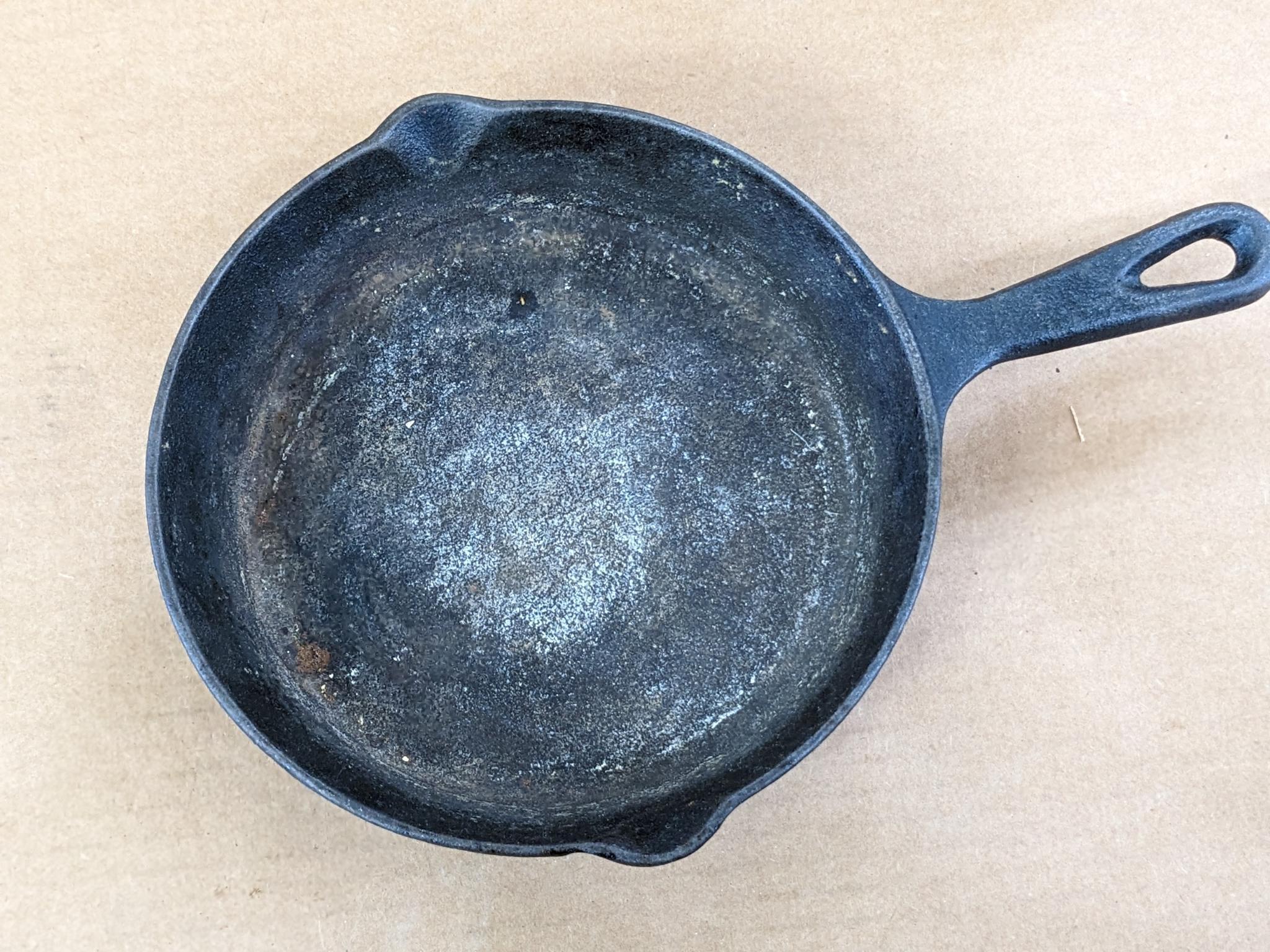 Set of three matching cast iron fry pans, largest is 10".