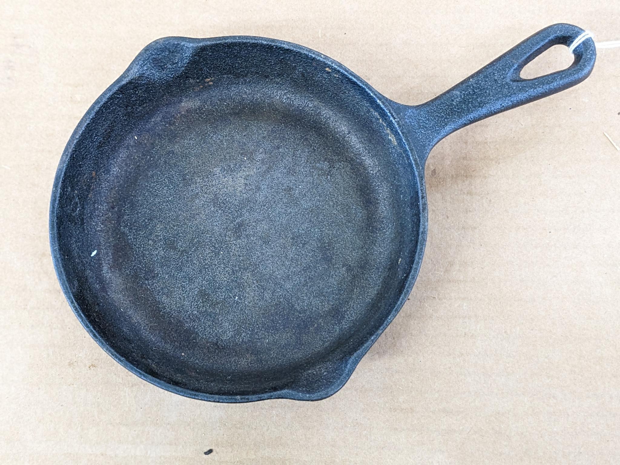 Set of three matching cast iron fry pans, largest is 10".