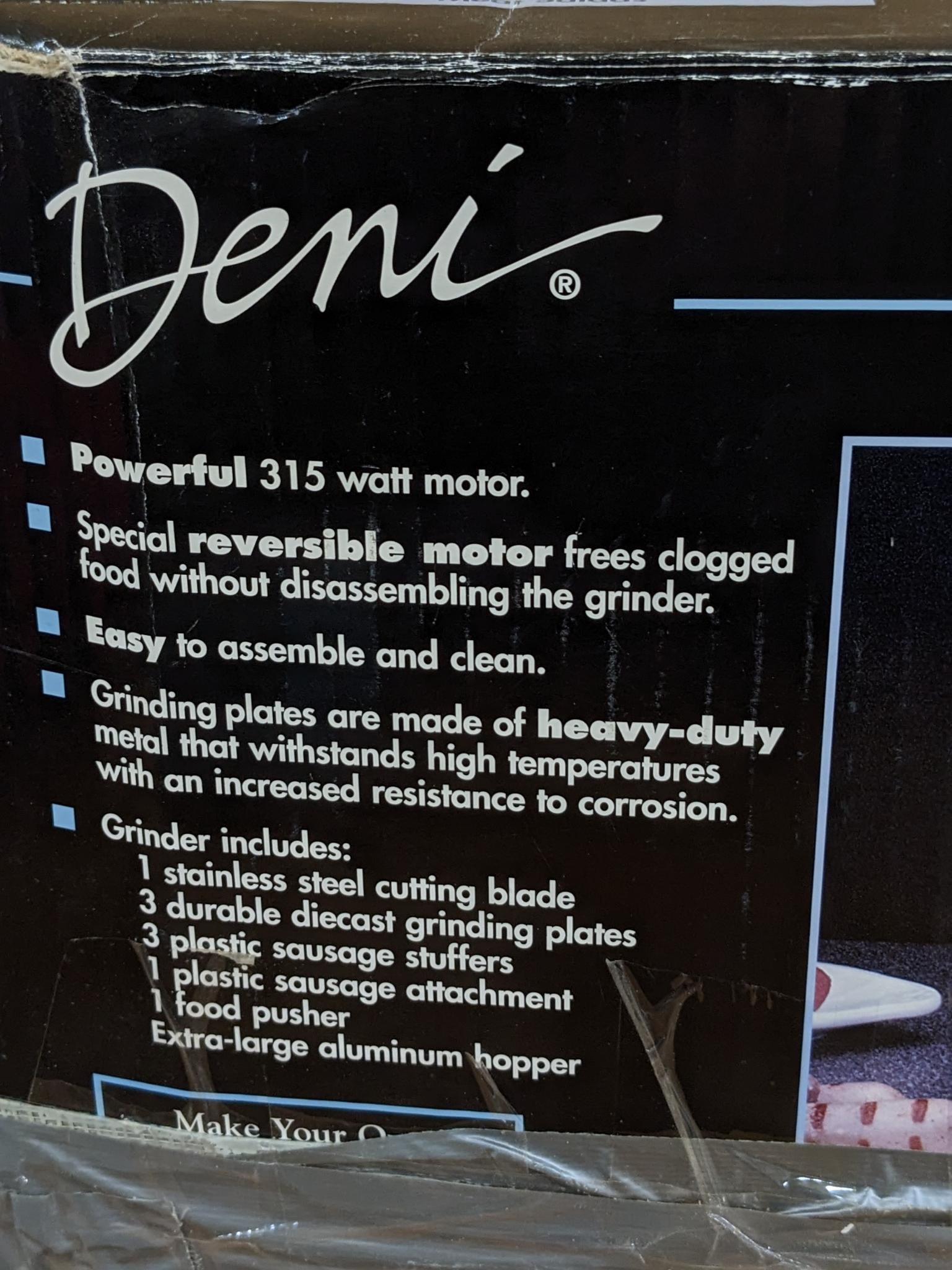 Deni Professional meat grinder, the grinder shows little use and looks like it has all the parts.