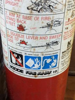 No shipping. Kidde fire extinguisher, gauge reads charged, and a 1 gallon jug of Prestone 50/50