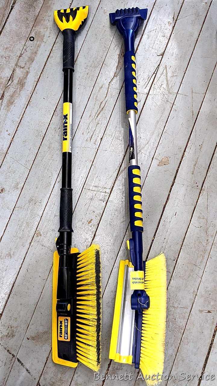 Two extendable windshield brushes - ice scraper combination ice scrapers by Michelin and Rain X, the