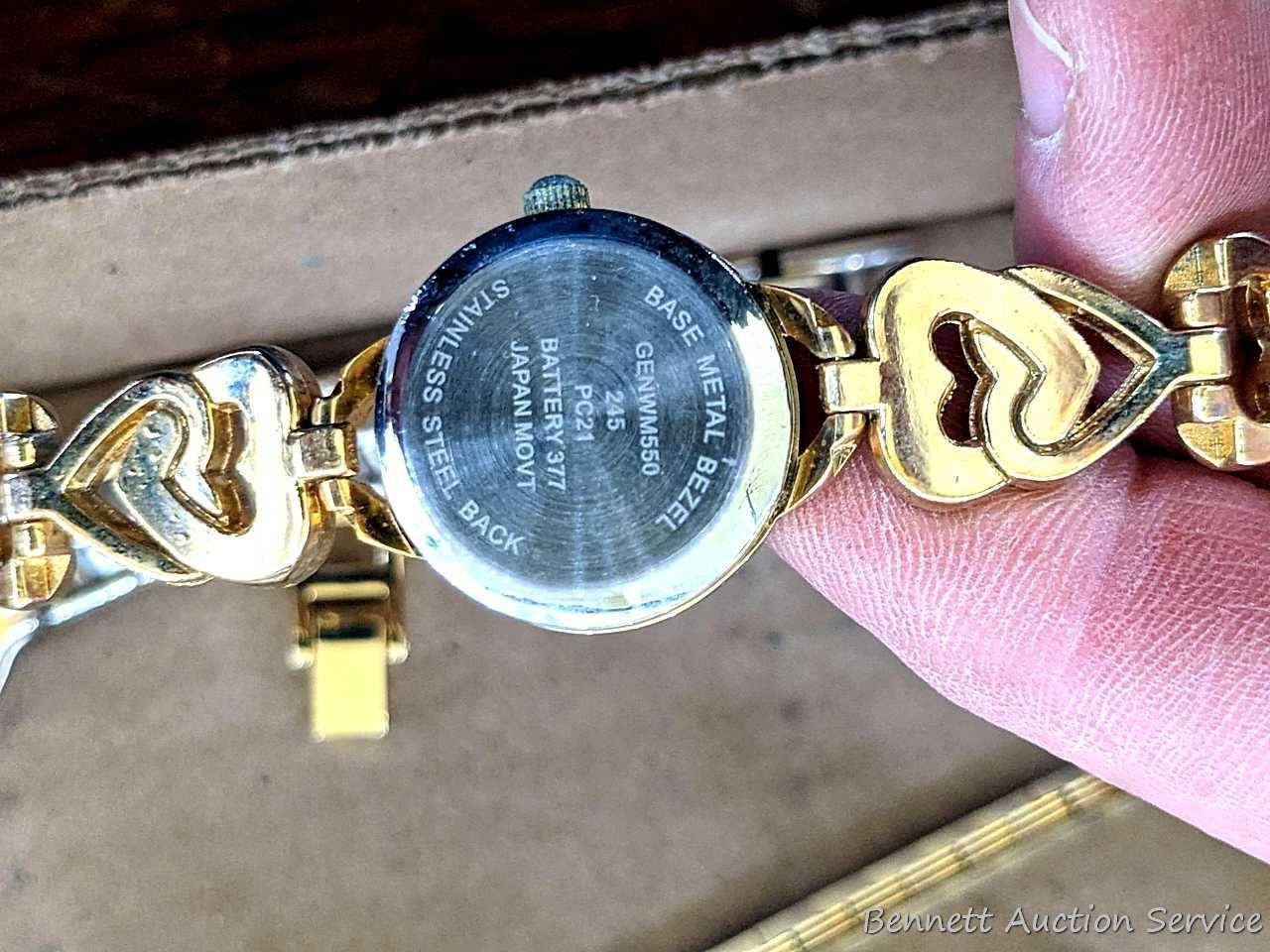 Sarah Coventry and other ladies quartz wristwatches. Pretty pieces, one with sun/moon movement. None