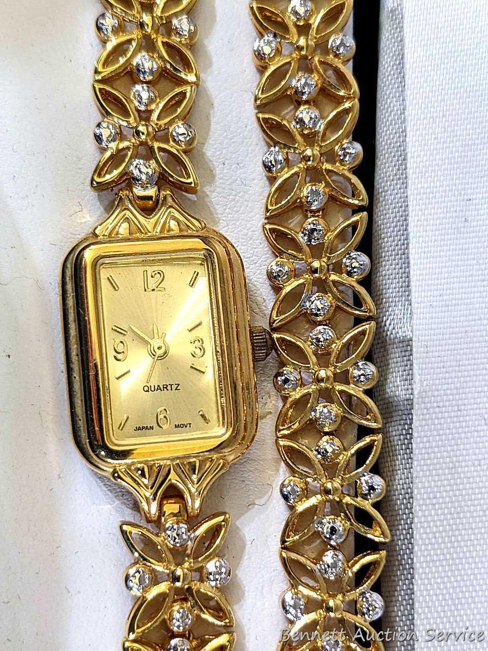 Sarah Coventry and other ladies quartz wristwatches. Pretty pieces, one with sun/moon movement. None