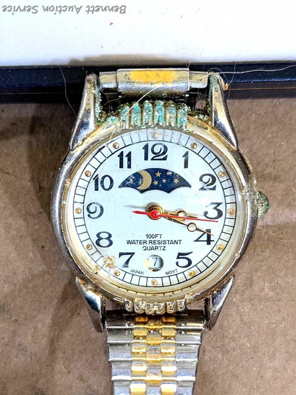Sarah Coventry and other ladies quartz wristwatches. Pretty pieces, one with sun/moon movement. None