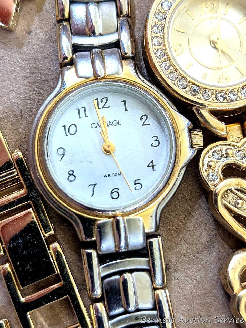 Sarah Coventry and other ladies quartz wristwatches. Pretty pieces, one with sun/moon movement. None