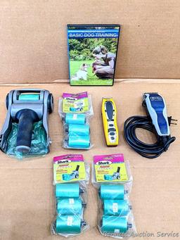 Shark Grab 'n Bag powered scooper, plus three packages of replacement bag material; Wahl pet