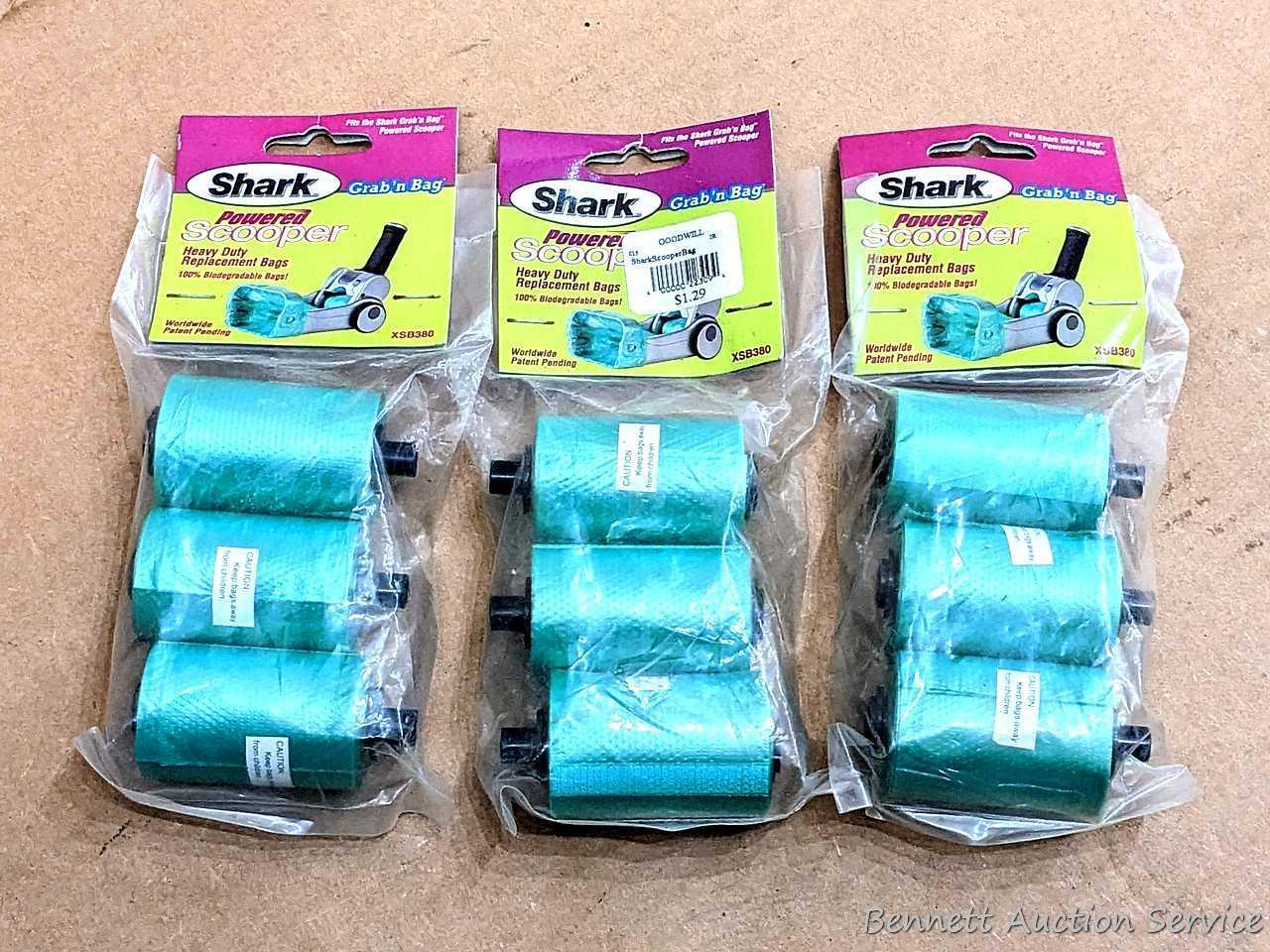 Shark Grab 'n Bag powered scooper, plus three packages of replacement bag material; Wahl pet