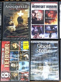 Twenty DVDs including The Craft, Annabelle, The Butterfly Effect, Creepy Kids & Clowns, Halloween,