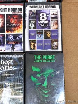 Twenty DVDs including The Craft, Annabelle, The Butterfly Effect, Creepy Kids & Clowns, Halloween,