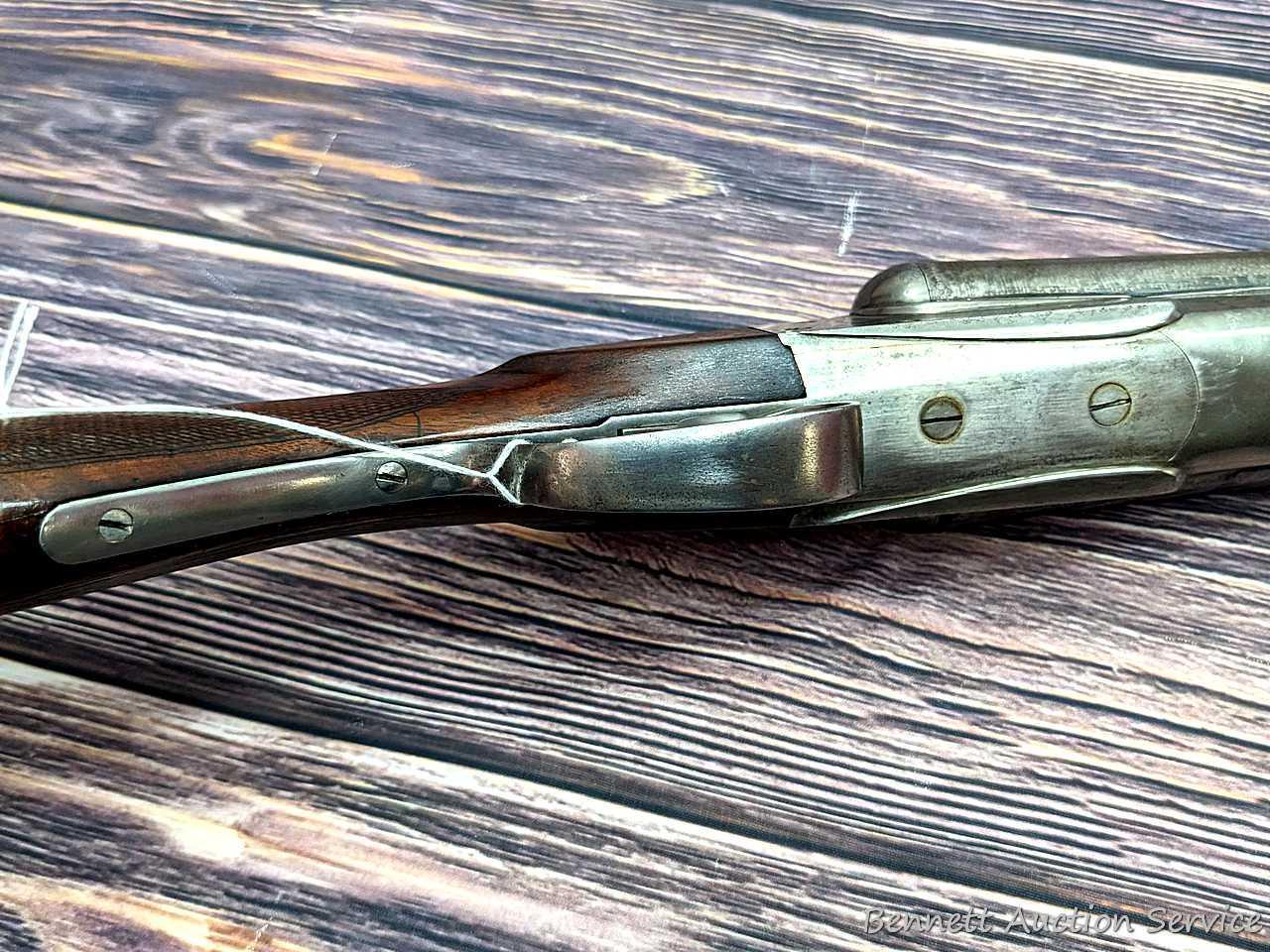 Ithaca "Crass" hammerless double barrel side by side 12 gauge shotgun with Damascus barrels and