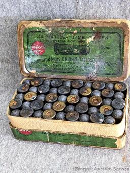 Vintage Remington UMC Game Getter ammunition box almost full of .44 Remington cartridges with