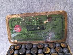 Vintage Remington UMC Game Getter ammunition box almost full of .44 Remington cartridges with