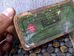 Vintage Remington UMC Game Getter ammunition box almost full of .44 Remington cartridges with