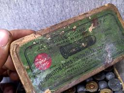 Vintage Remington UMC Game Getter ammunition box almost full of .44 Remington cartridges with