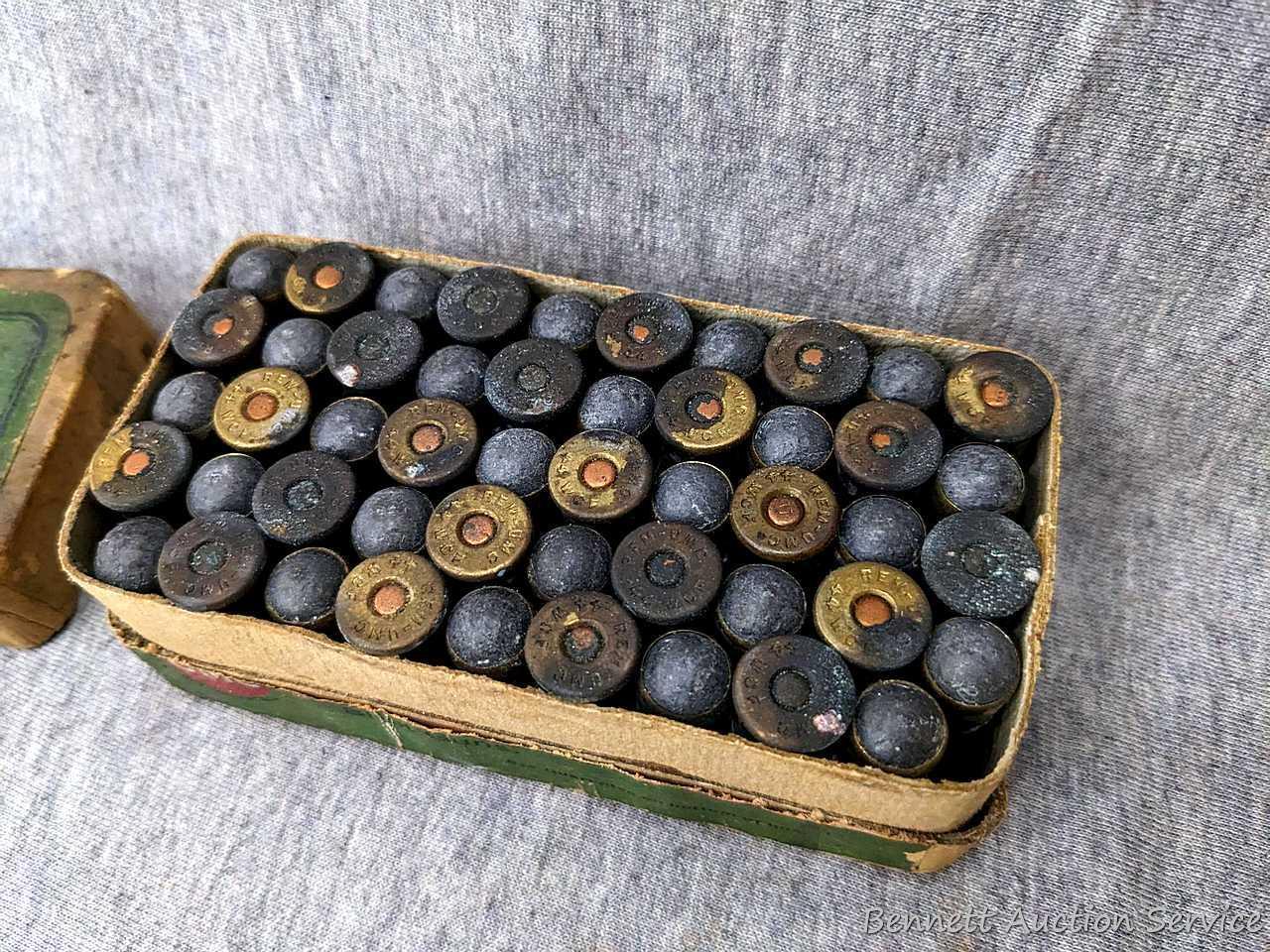 Vintage Remington UMC Game Getter ammunition box almost full of .44 Remington cartridges with
