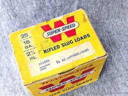 25 rounds of Winchester Super Speed 16 gauge shotshells with 7/8 oz slugs. The box is in pretty good